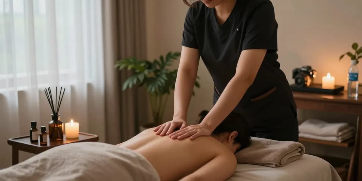 스웨디시 마사지 중 편안한 분위기의 스파 장면
