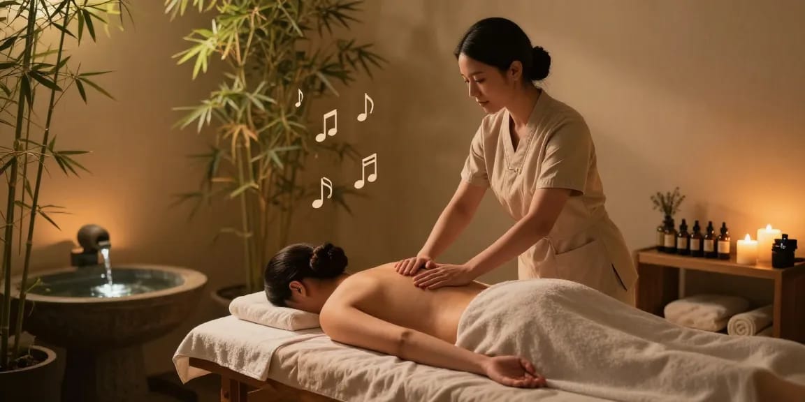 Massage therapy session for 출장안마 in a calming environment with soft lighting and essential oils.