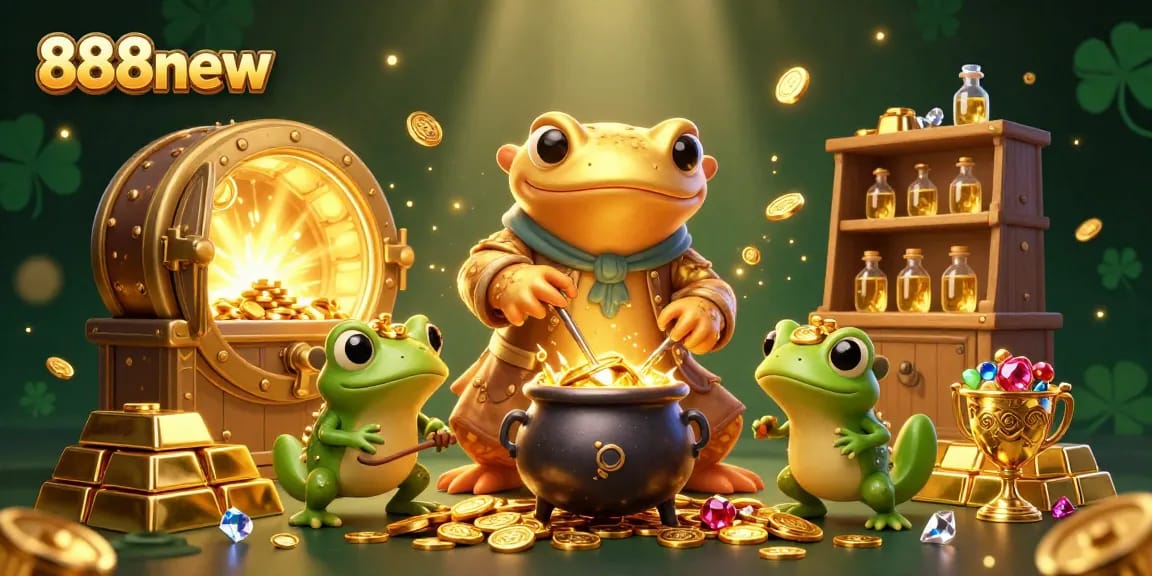 The 888new casino adventure with a golden salamander alchemist and treasures lighting the scene.