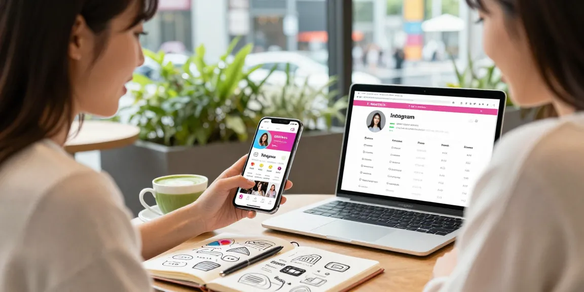 Threads フォロワー購入のためにカフェでスマートフォンを操作する日本の女性の画像