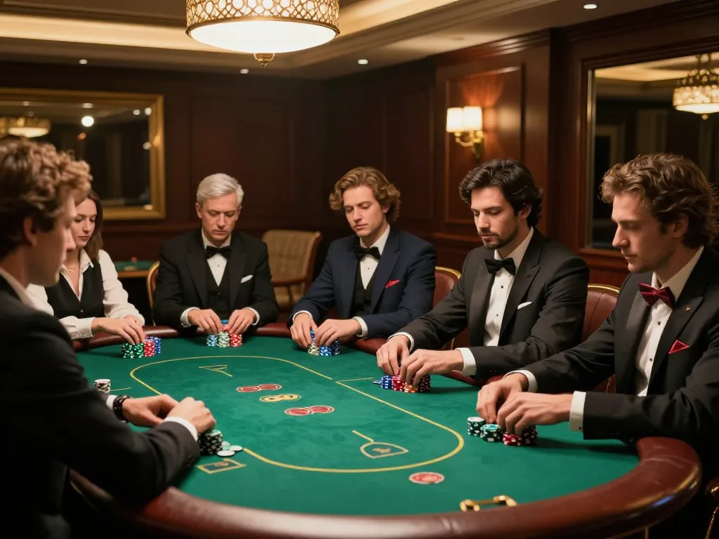Experience the thrill of high-stakes poker at 78WIN with players strategizing in a luxurious setting.