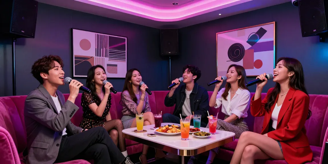 강남쩜오에서 친구들과 즐거운 시간을 보내는 프리미엄 노래방 분위기