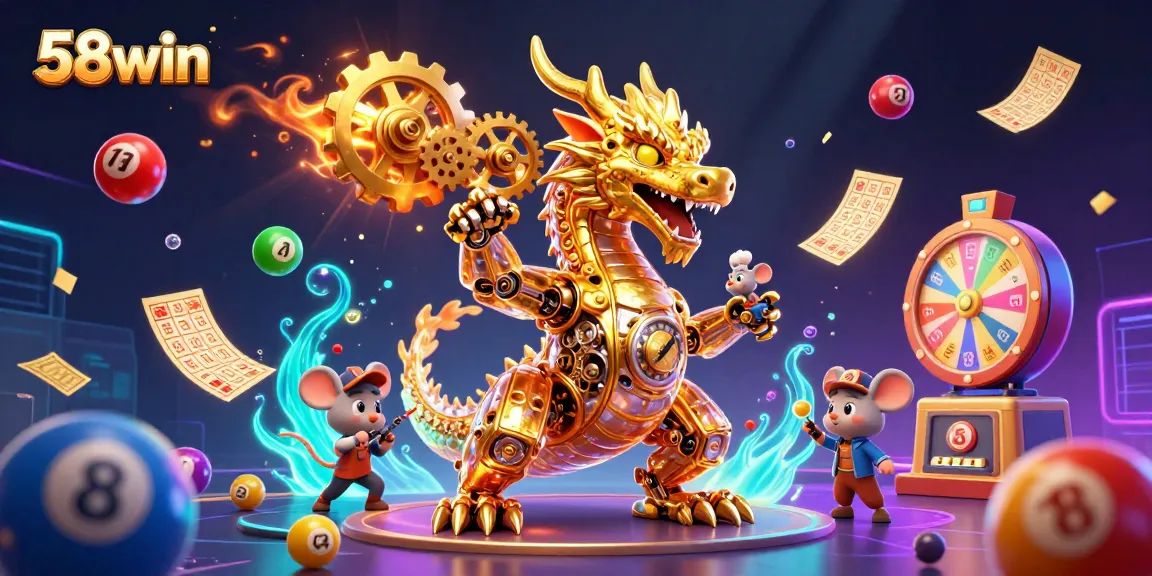 Experience thrilling action at 58win with a biomechanical dragon and dynamic game elements.