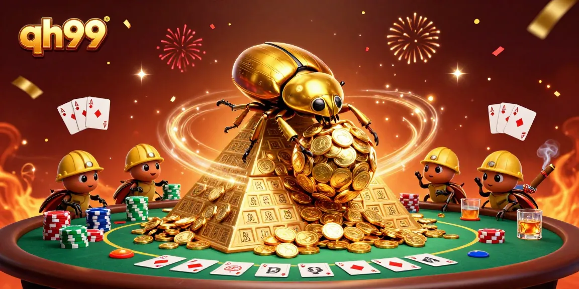 Experience thrilling gameplay with qh99 at a vibrant cartoon casino scene, showcasing poker and golden coins.