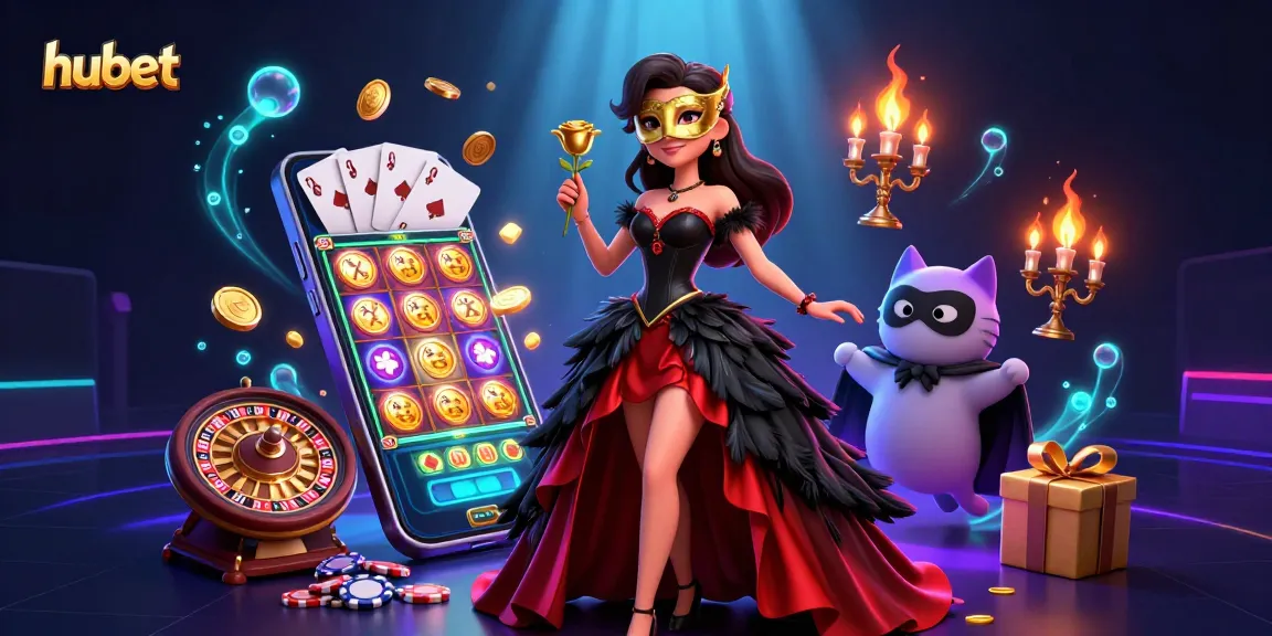 Experience exciting spins and wins with Hubet's vibrant slot game scene featuring 3D elements.