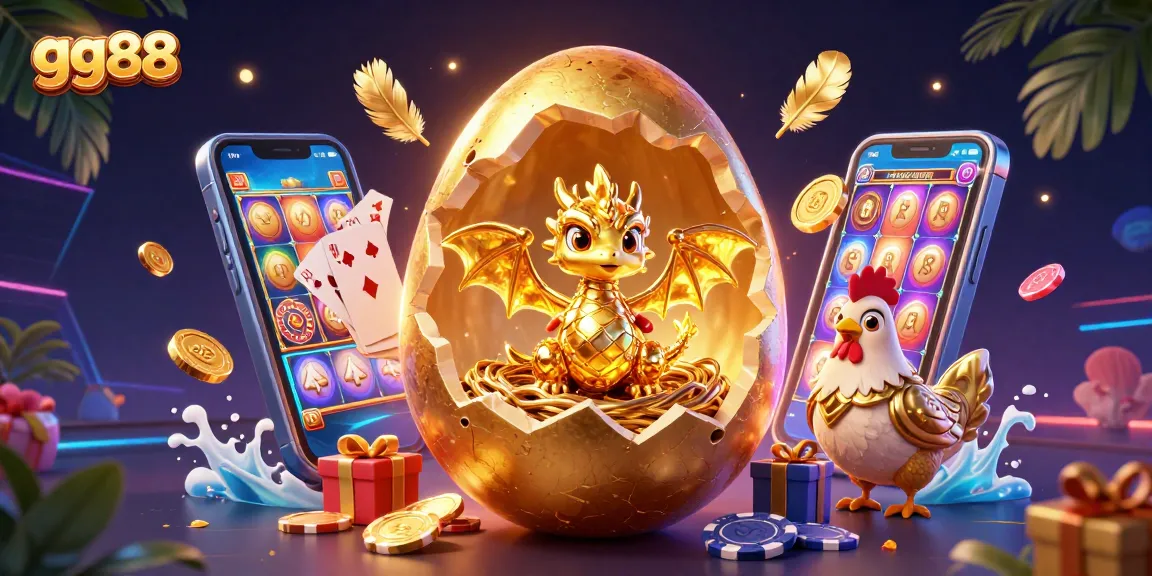 Play with gg88 at the exciting bursting scene of a golden dragon revealing poker chips and thrilling casino elements.