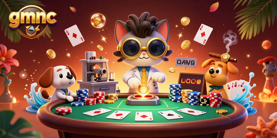 Engage with gmnc insights while exploring poker strategies amidst a vibrant 3D casino scene.