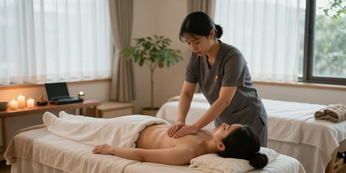 파주출장마사지 전문가가 편안한 환경에서 고객에게 마사지를 제공하는 모습