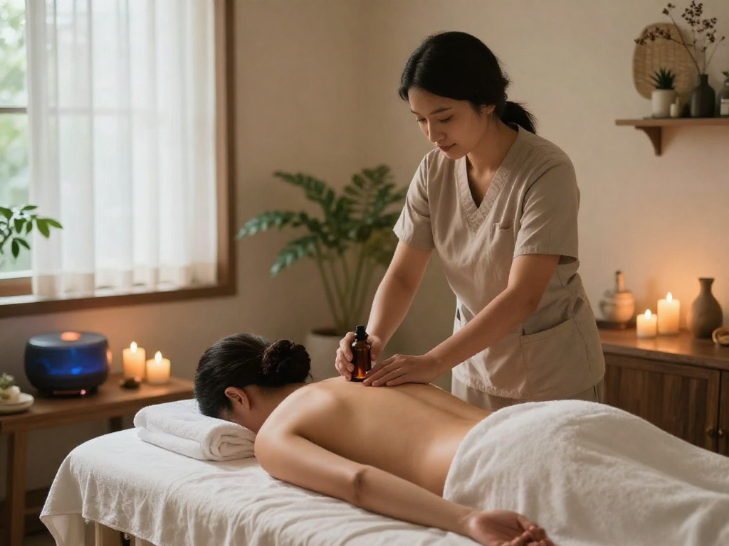 대구마사지 전문 마사지 therapy 환경에서 편안하게 휴식하는 고객