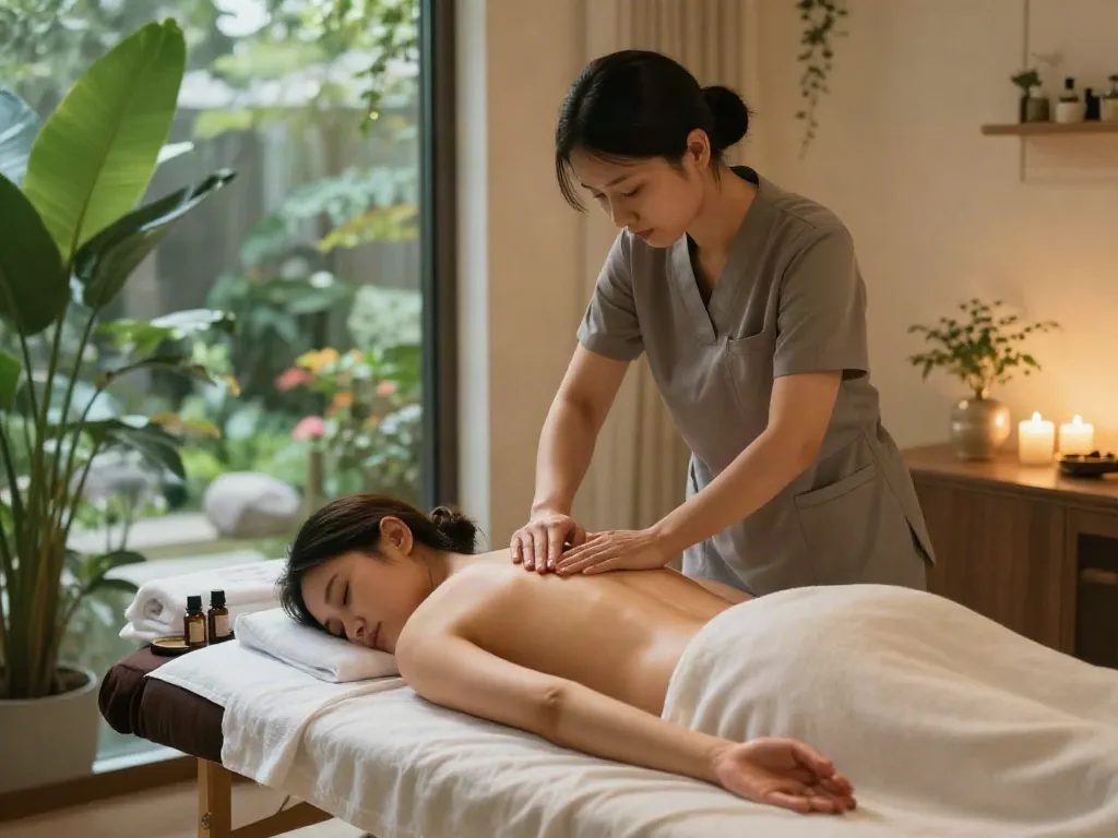 Massage therapy session showcasing 시흥출장안마 in a tranquil environment.